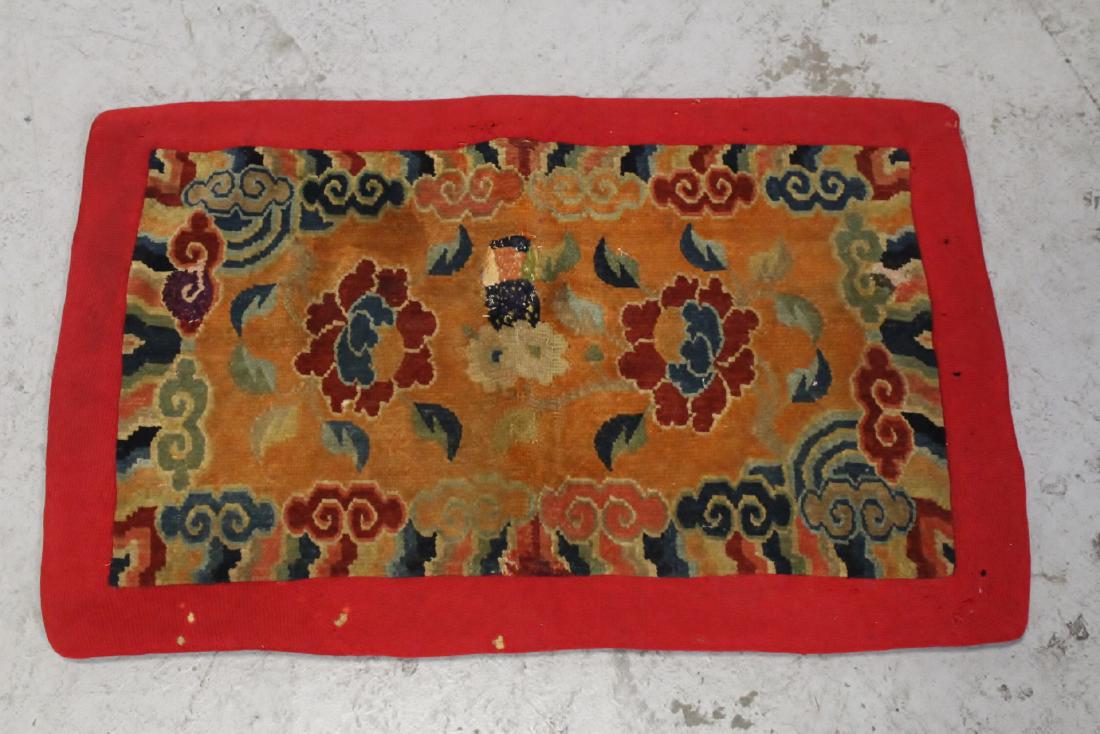 An important Tibetan 18th/19th c. prayer rug: An important Tibetan 18th/19th century prayer rug, pin holes on border, 23.7"x21.9"