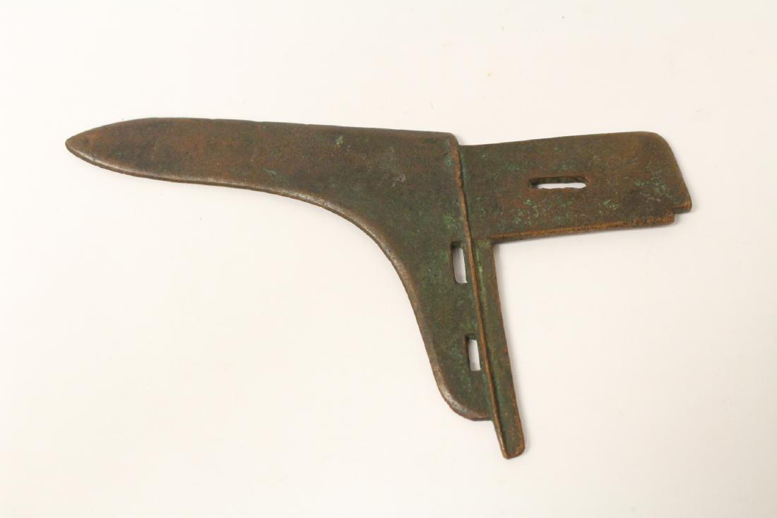 Chinese antique bronze weapon finial: Chinese antique bronze weapon finial, 7"L