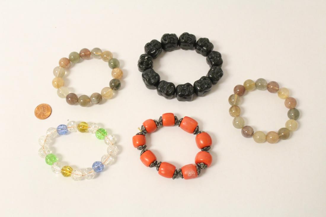 5 bead bracelets: 5 bead (0.5"dia - 0.75"dia) bracelets