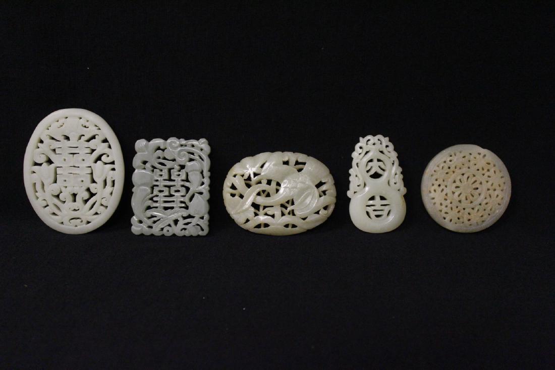 5 Chinese celadon jade carved ornaments (1 of 11)