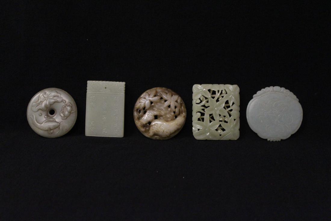5 celadon jade carved ornament/plaques (1 of 11)