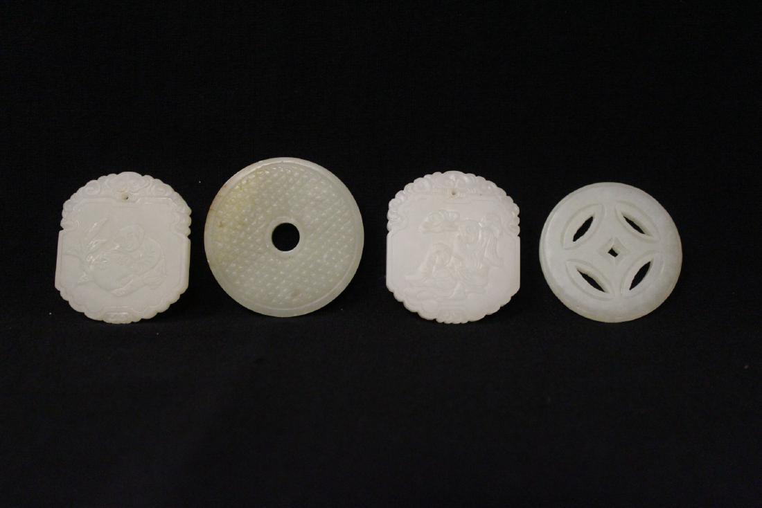 4 light celadon jade carved discs/plaques (1 of 9)