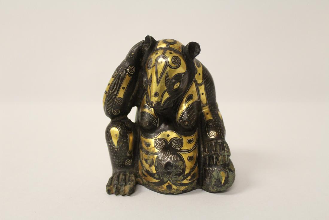 Parcel gilt bronze sculpture of mystic animal (1 of 10)