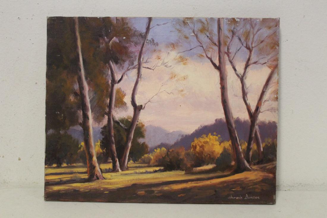 Oil on canvas by Darwin Duncan: Oil on canvas "California desert scene" by California artist Darwin Duncan (1905-2002), 16"x20"