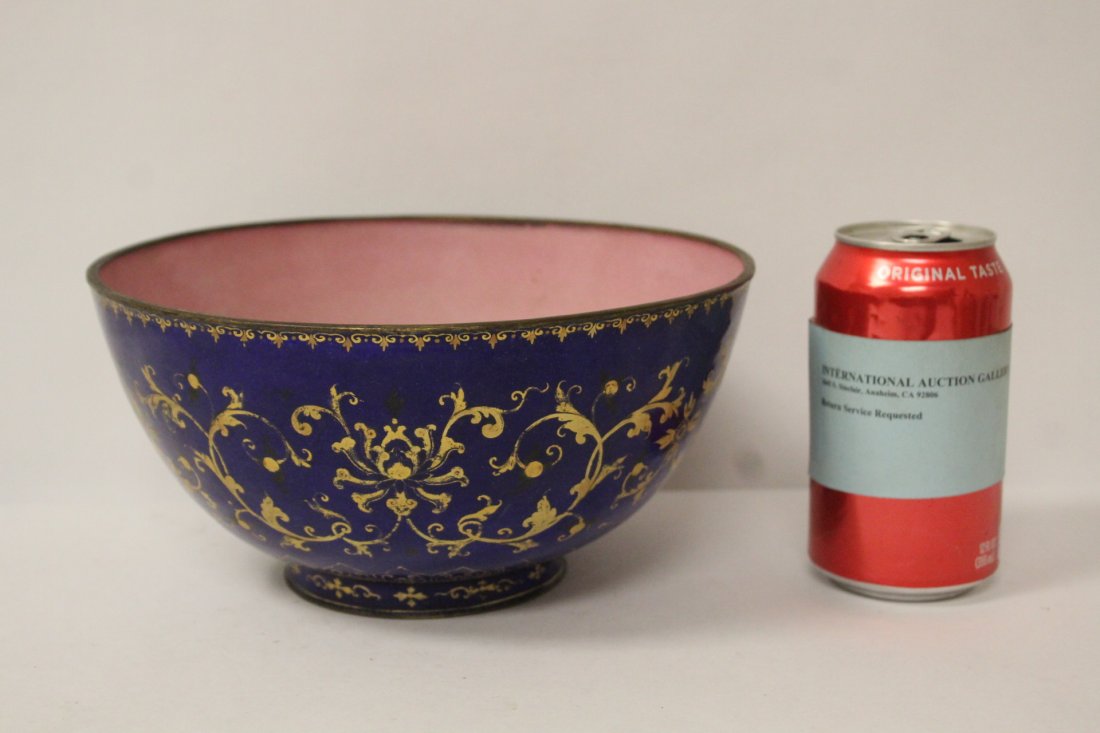 Chinese antique enamel on copper bowl (1 of 10)