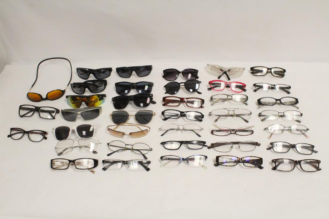 13 pairs sunglasses, & 23 pairs prescription glasses: 13 pairs sunglasses, and 23 pairs prescription glasses (various scratches)