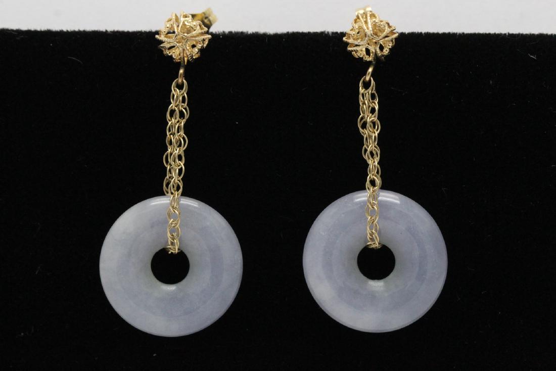 Pair 14K Y/G jadeite earrings (1 of 11)