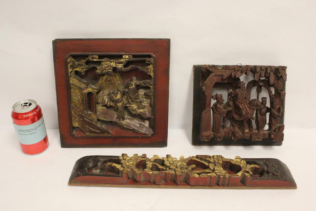 3 Chinese antique wood carved wall panels (1 of 10)