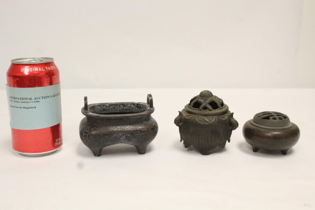 3 Chinese vintage bronze censers (1 of 10)