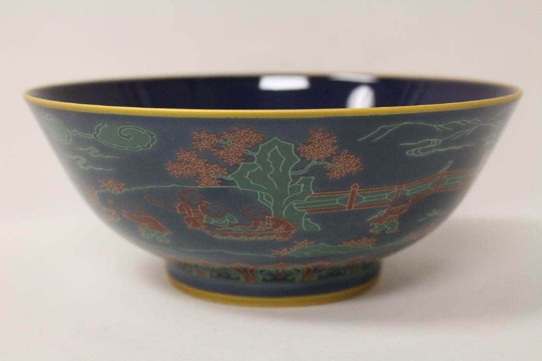Chinese blue background famille rose bowl (1 of 10)