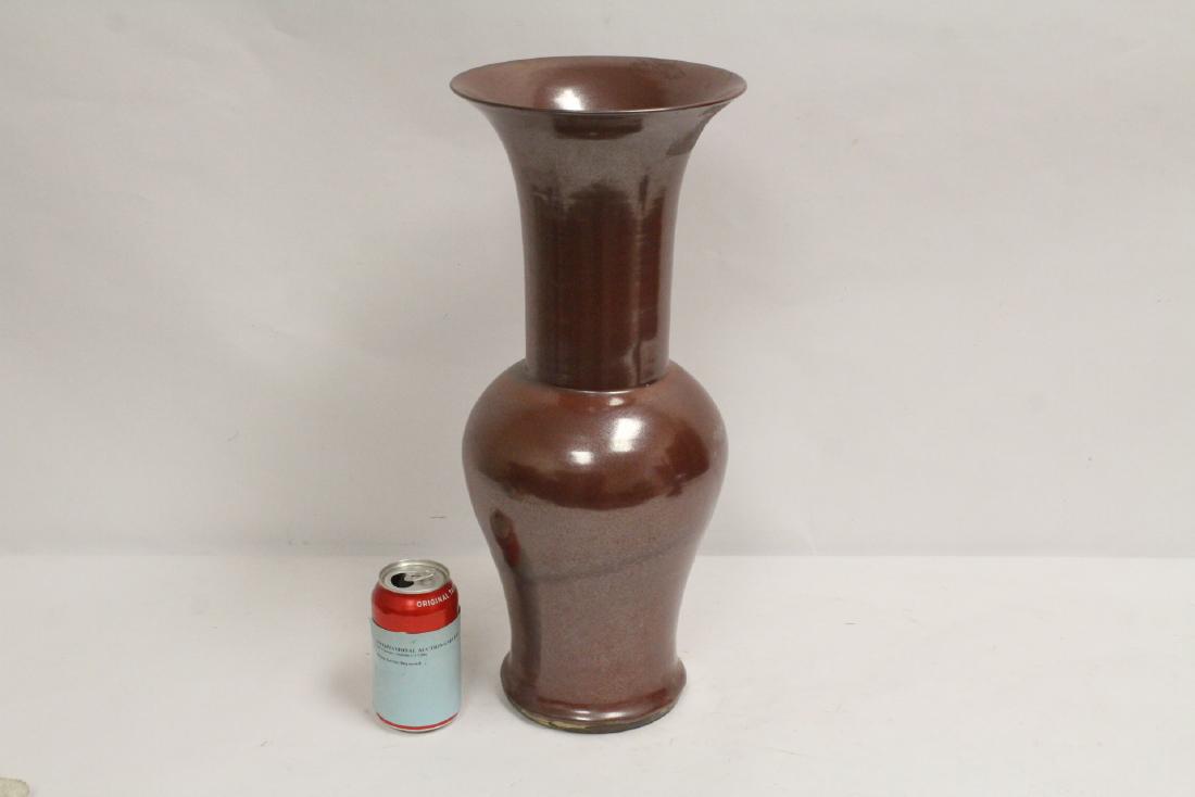 Large brown glazed trumpet vase (1 of 9)
