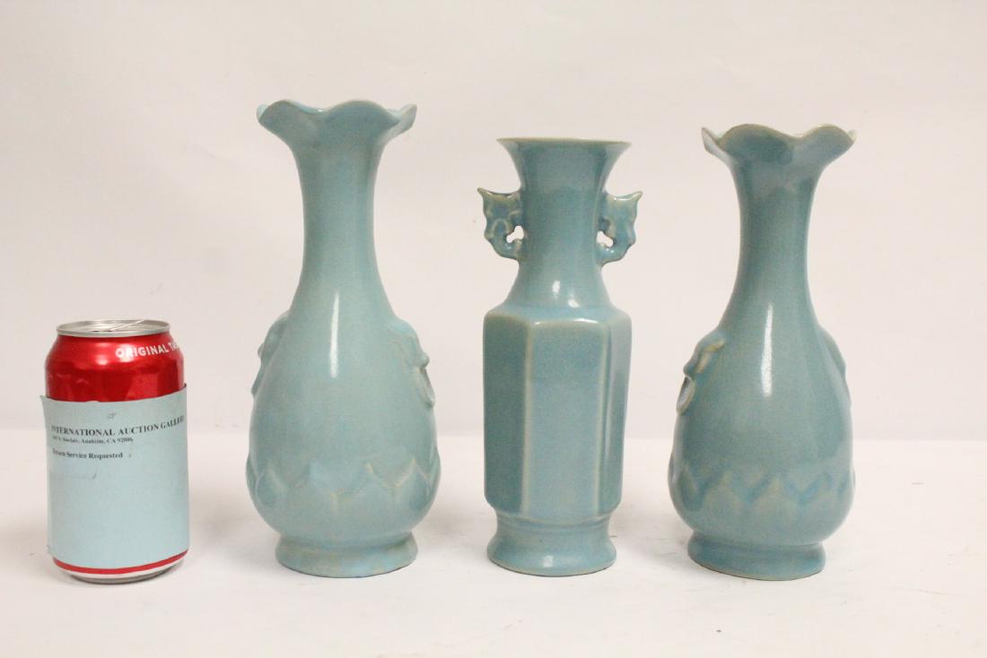 3 blue glazed porcelain vases (1 of 10)