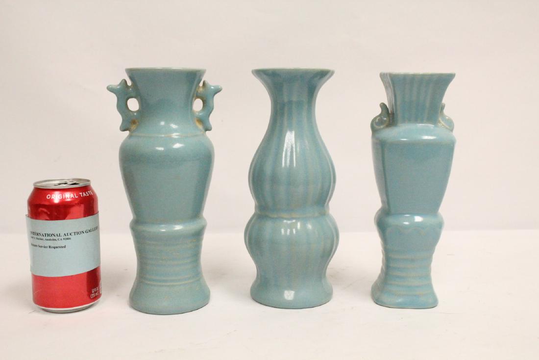 3 blue glazed porcelain vases (1 of 10)