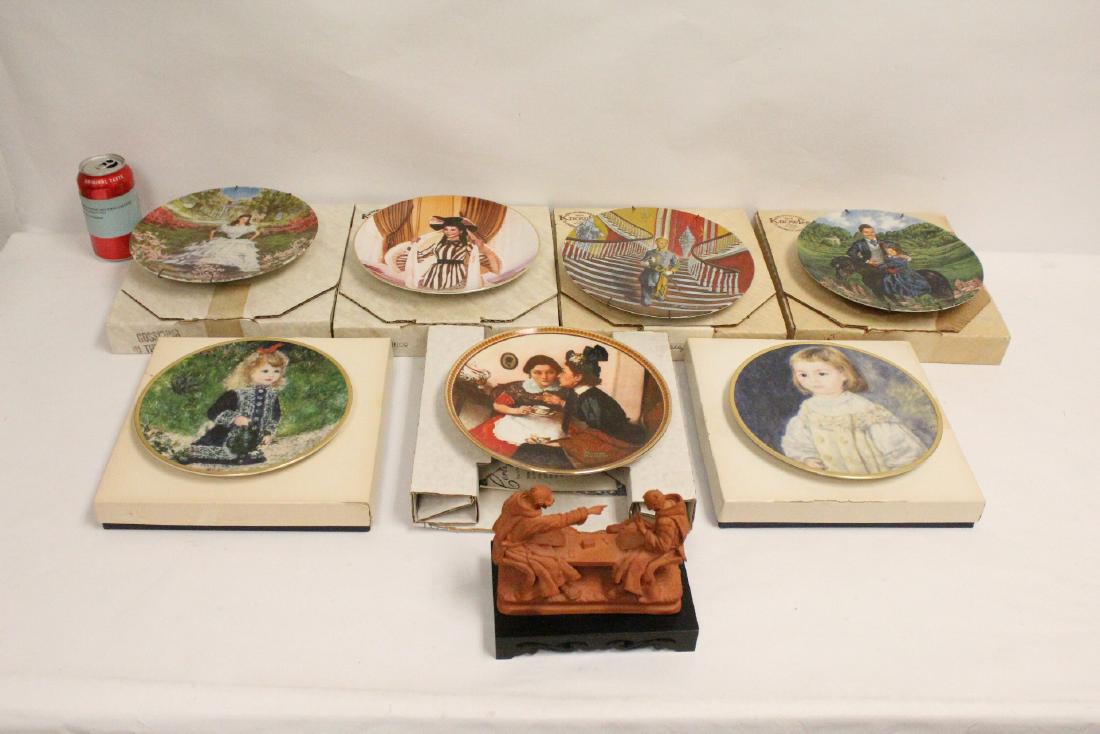 Artist signed pottery sculpture & 7 collector plates (1 of 10)