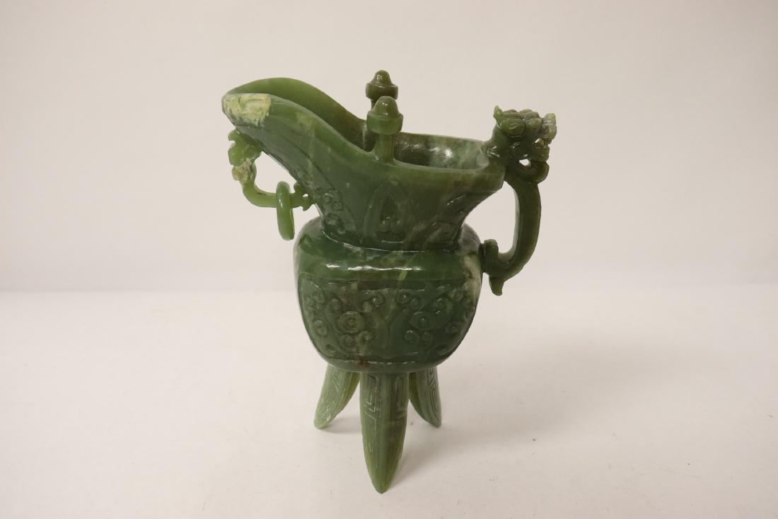 Chinese celadon jade carved archaic style jue (1 of 10)