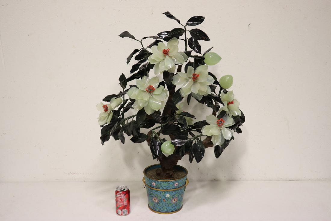 Large Chinese jade tree with cloisonne planter (1 of 11)