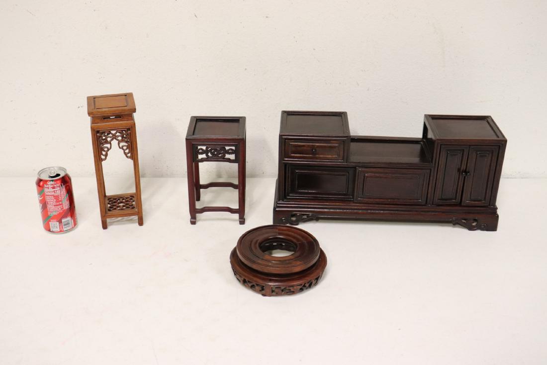 Chinese vintage rosewood miniature cabinet, & 3 stands (1 of 10)