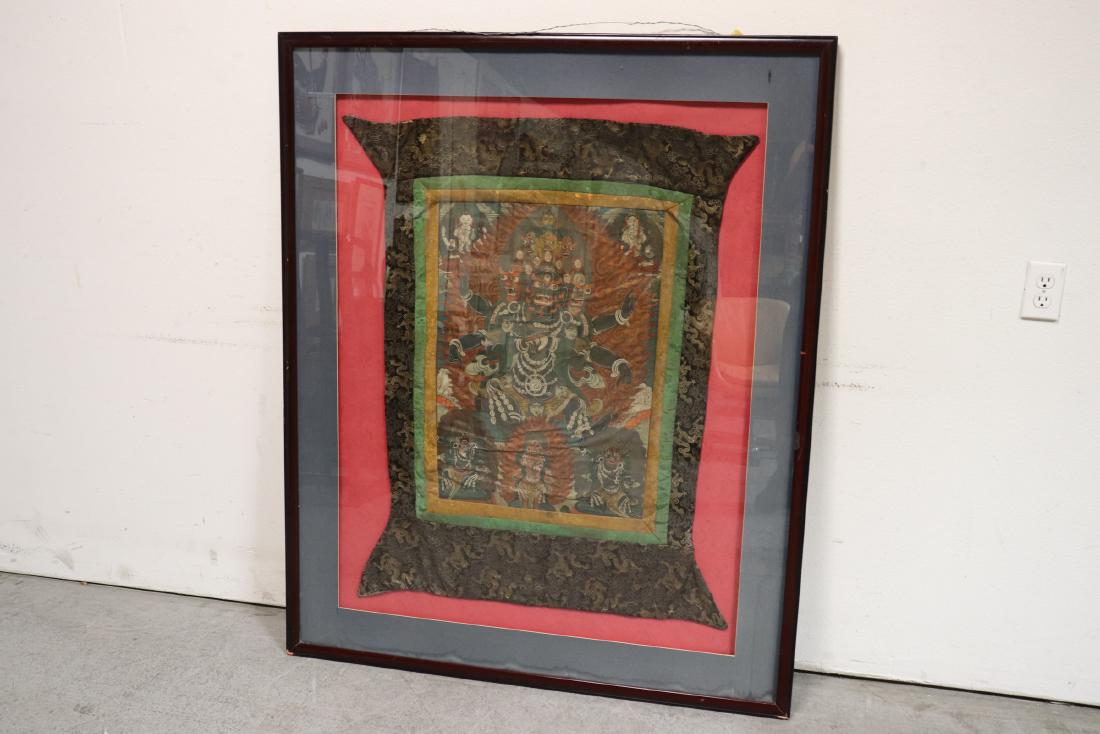 A large framed Tibetan thangka (1 of 10)