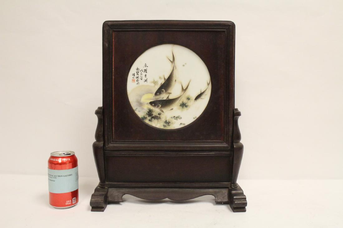 Chinese famille rose porcelain plaque on stand (1 of 12)