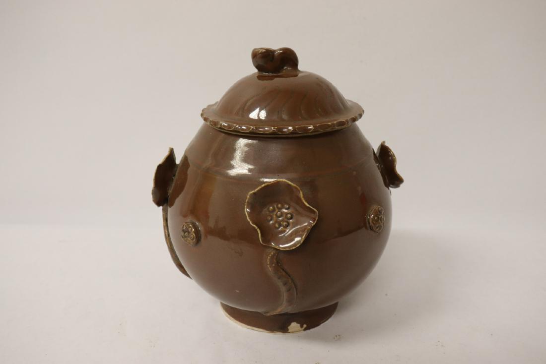 Song style brown glazed covered jar (1 of 9)