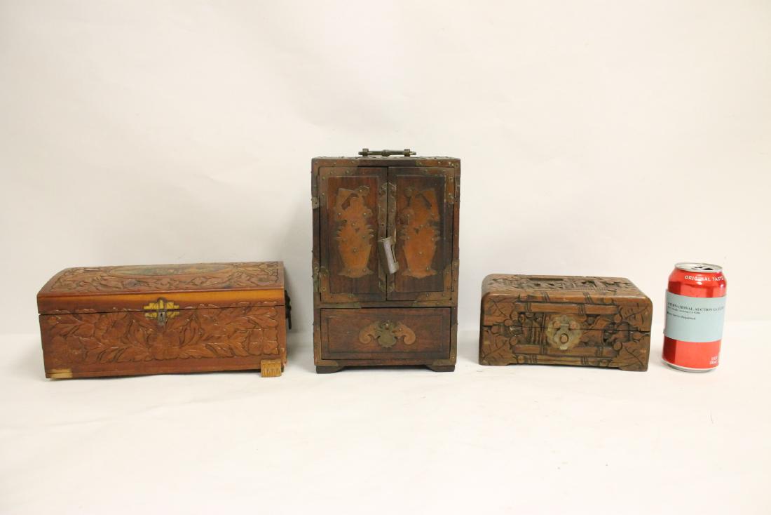 3 Chinese wood jewelry boxes (1 of 10)