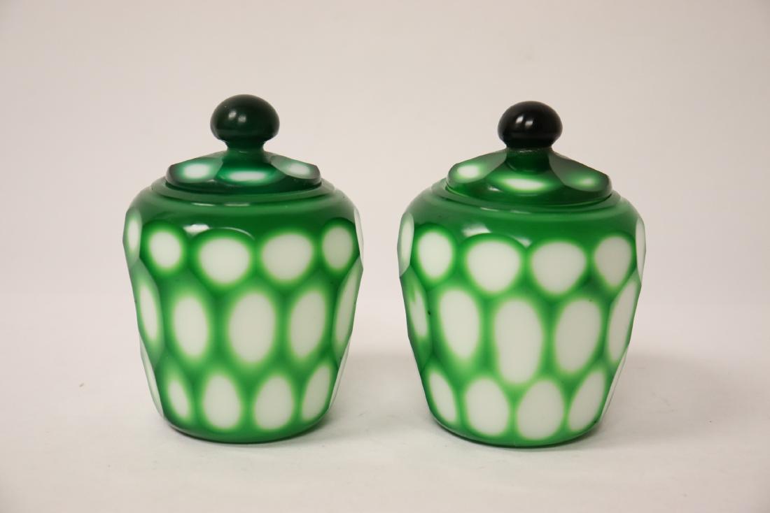 Pr vintage Peking glass covered small medicine jars (1 of 10)