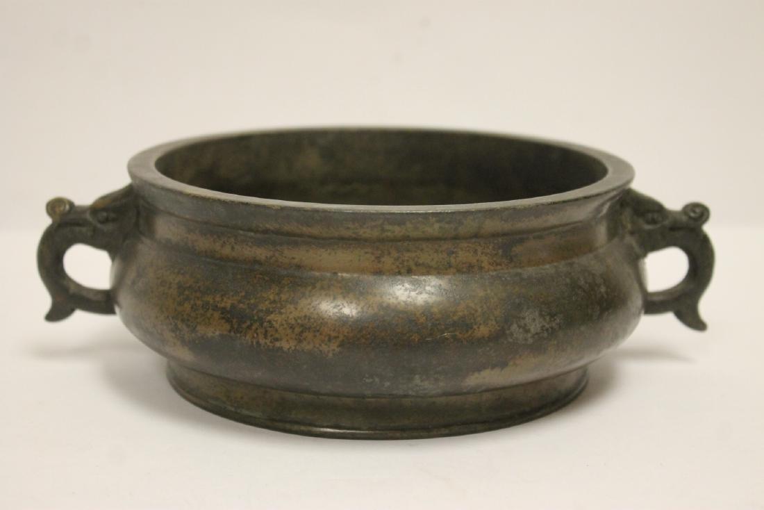 Large Chinese bronze open censer (1 of 10)