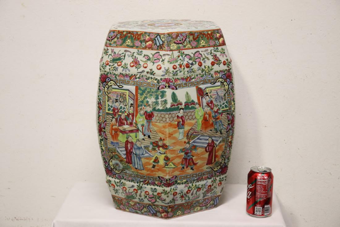 Chinese antique famille rose porcelain garden stool (1 of 10)