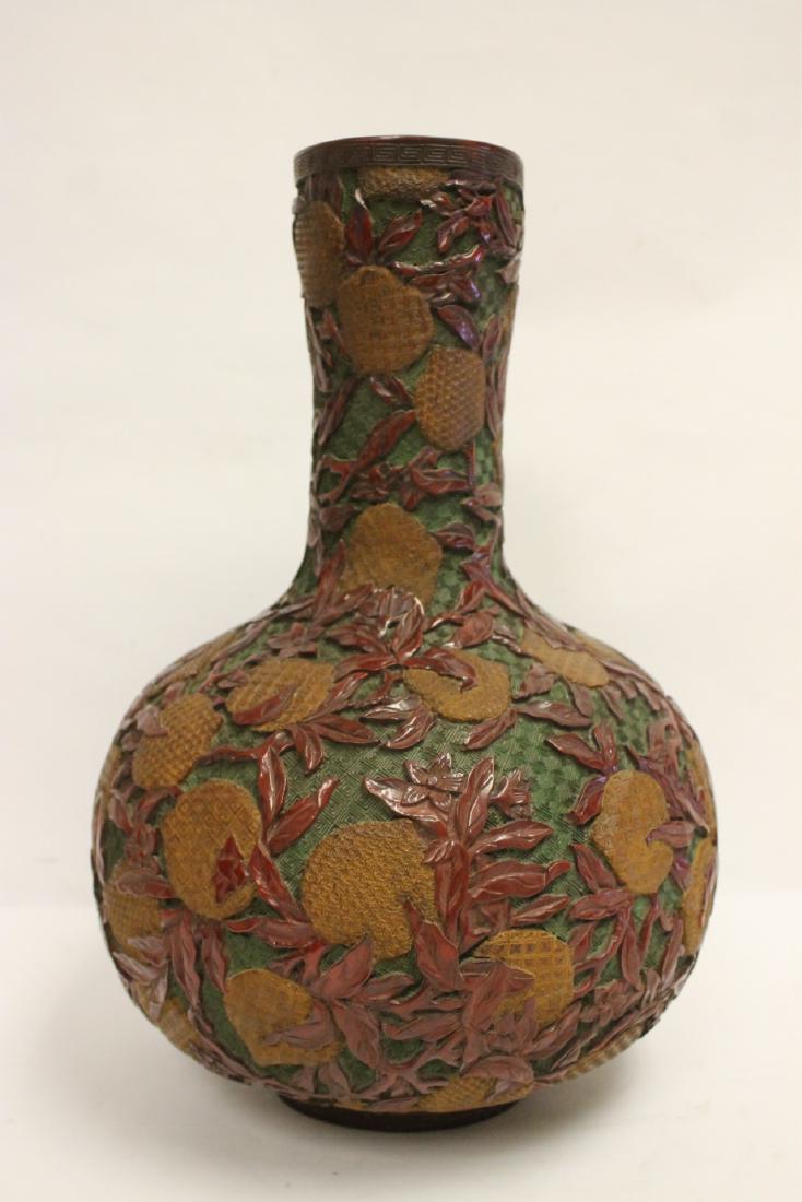 A rare Chinese 19th/20th c. cinnabar bottle vase (1 of 10)
