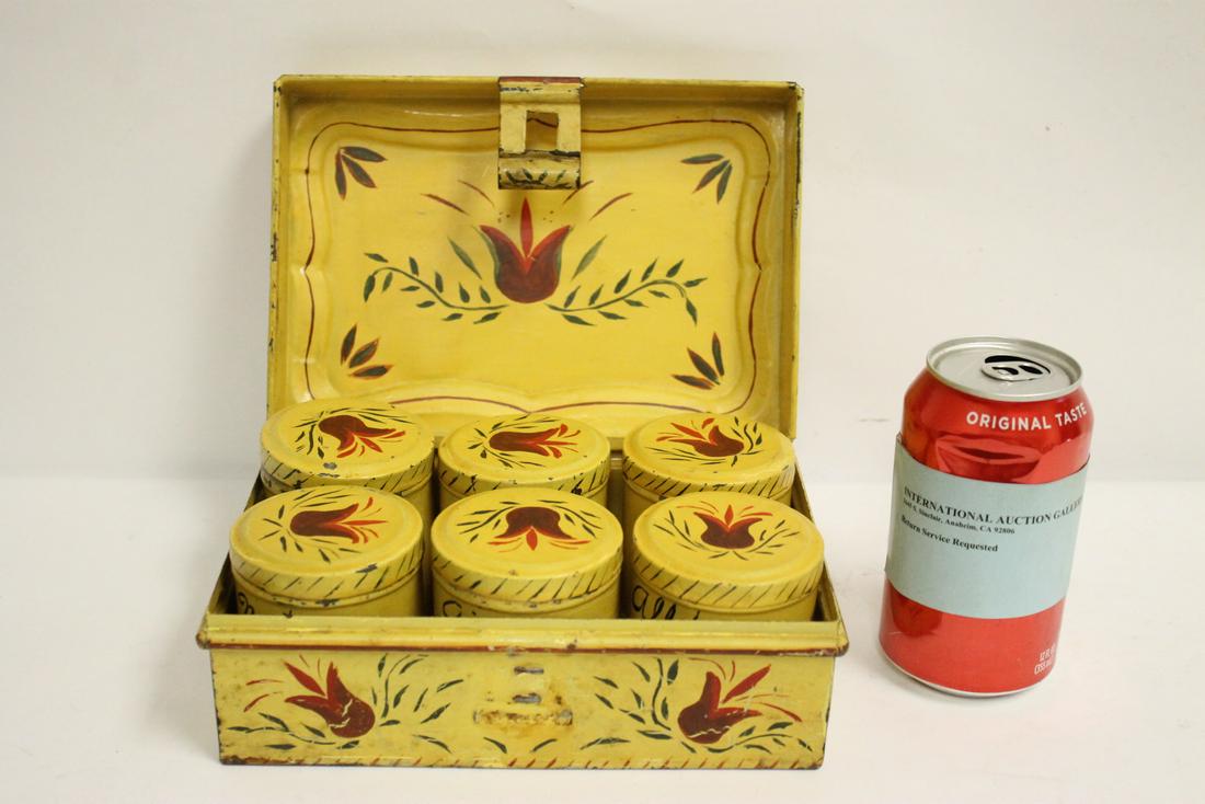 Victorian painting on tin spice set (1 of 10)