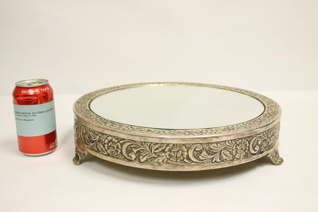 Victorian silverplate mirror top pedestal (1 of 10)