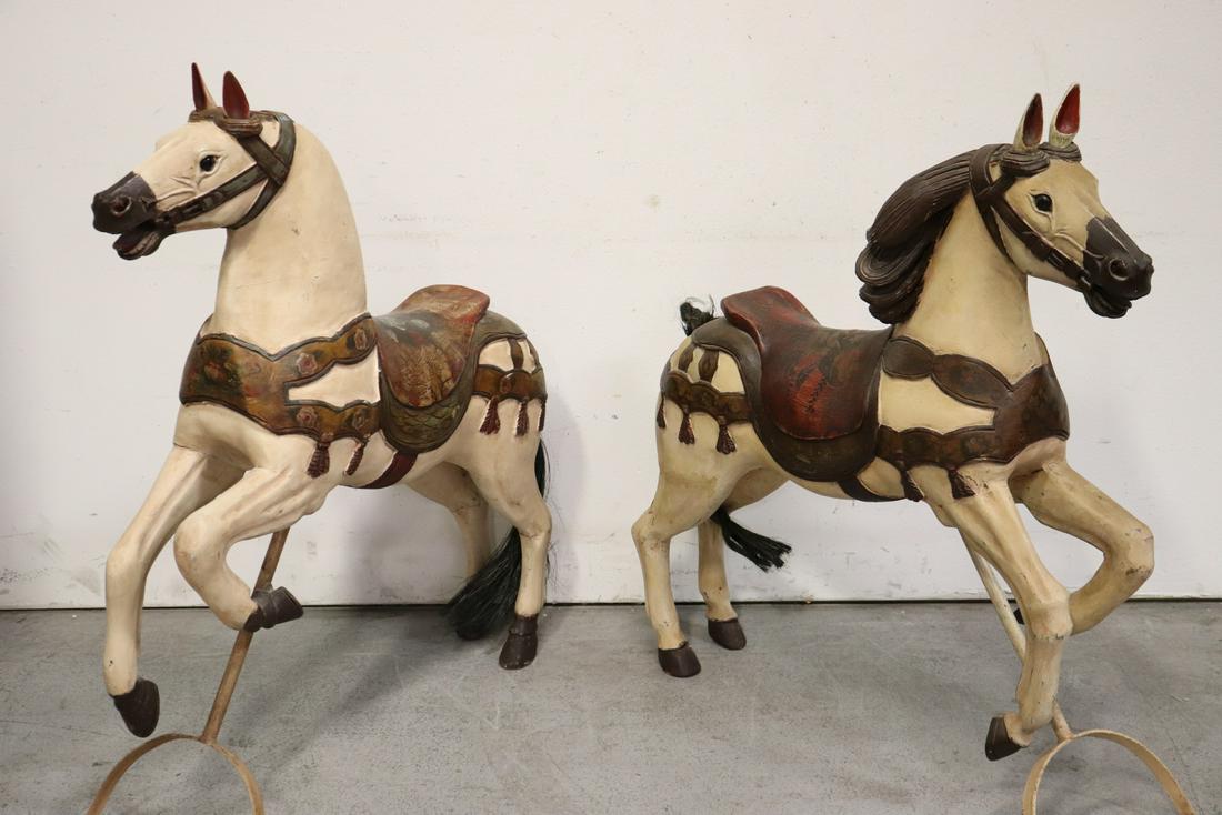 2 wood carved and painted carousel horses (1 of 11)