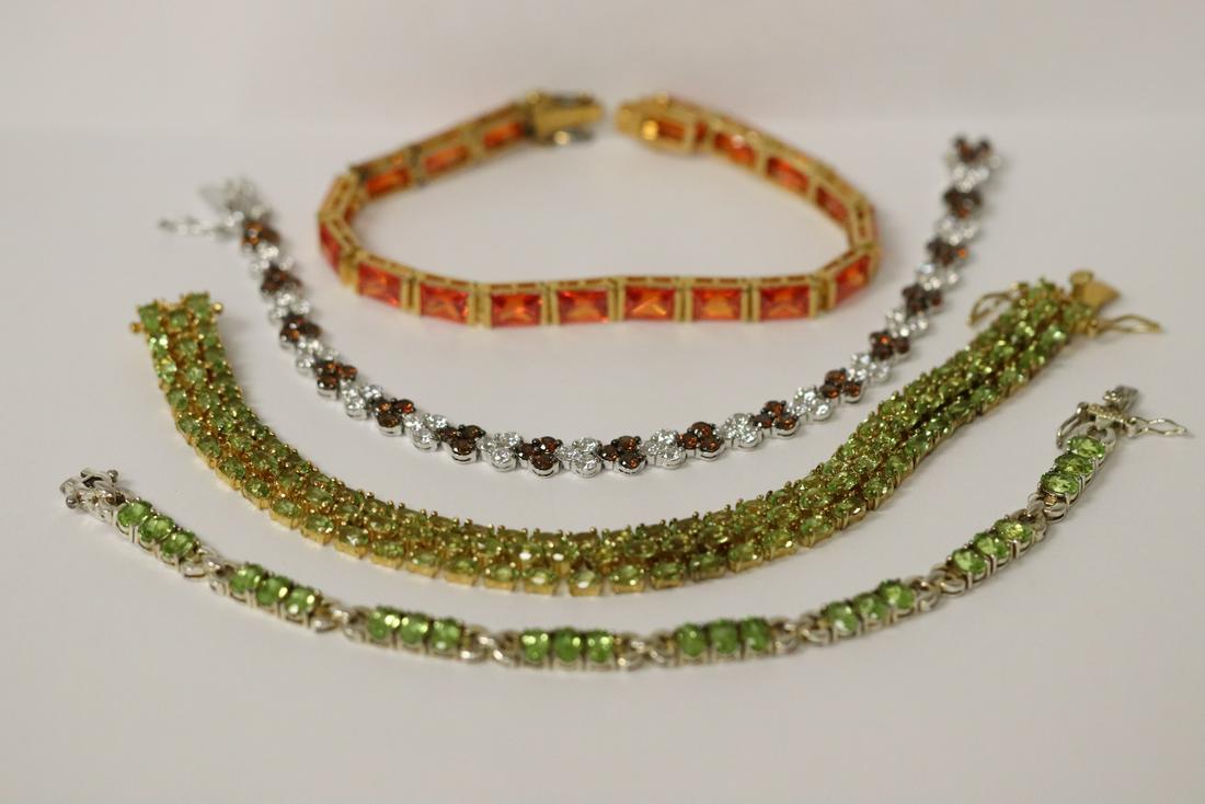 4 sterling silver bracelets set with color stones (1 of 13)