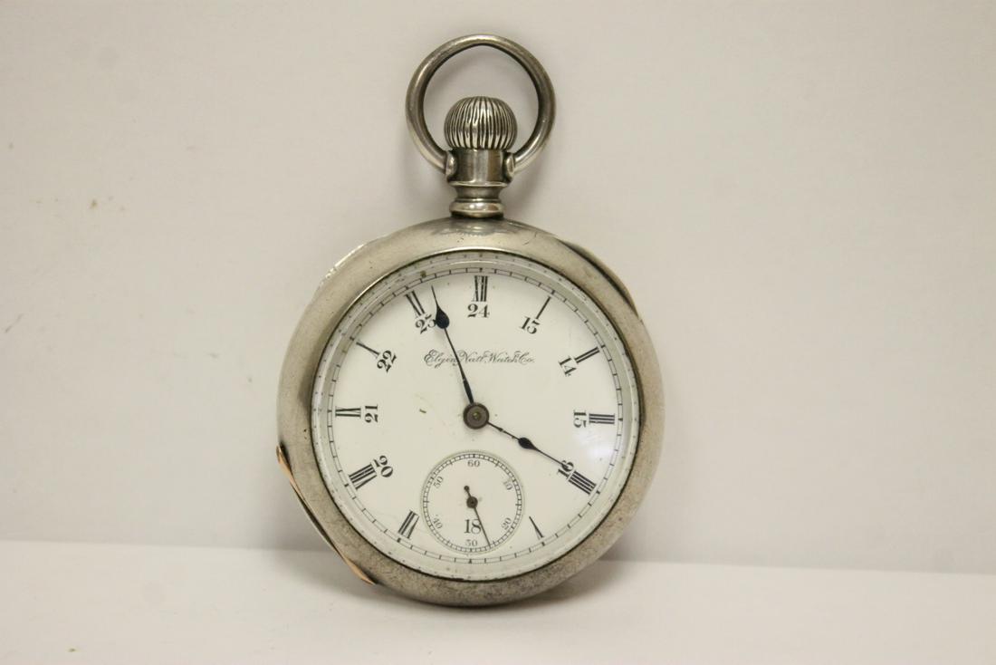 Antique large coin silver case pocket watch by Elgin (1 of 10)