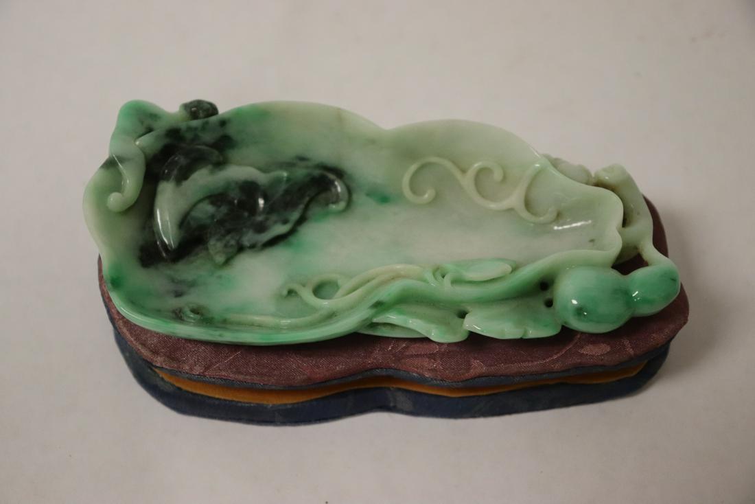 Chinese vintage apple green jadeite carved brush wash (1 of 11)