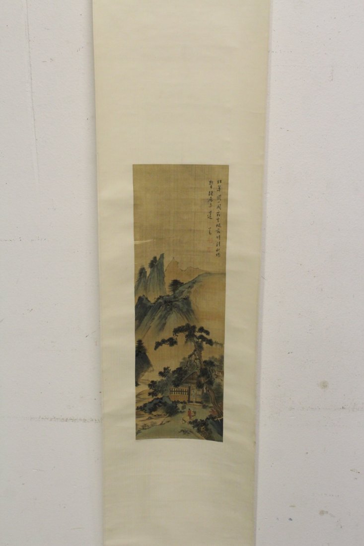 Chinese watercolor scroll "landscape with travelers" (1 of 10)