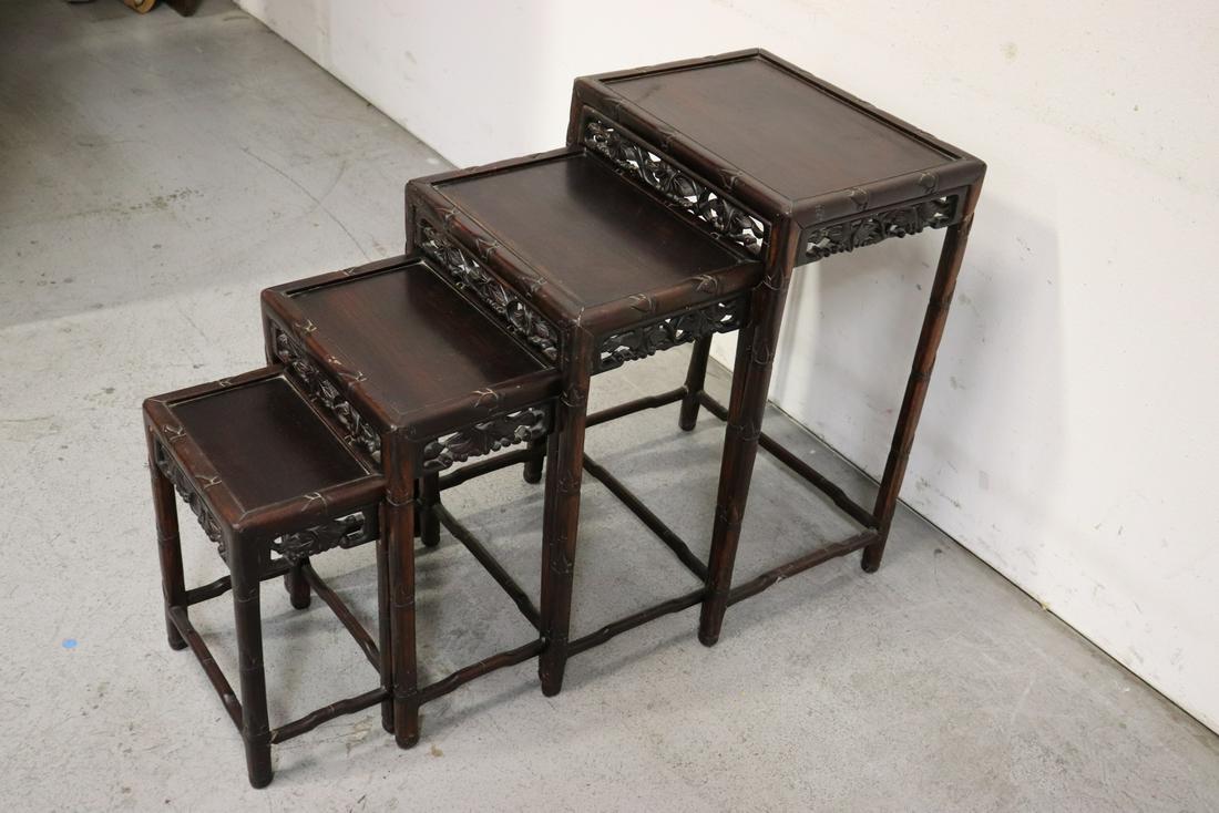Set of 4 Chinese rosewood nested tables (1 of 12)