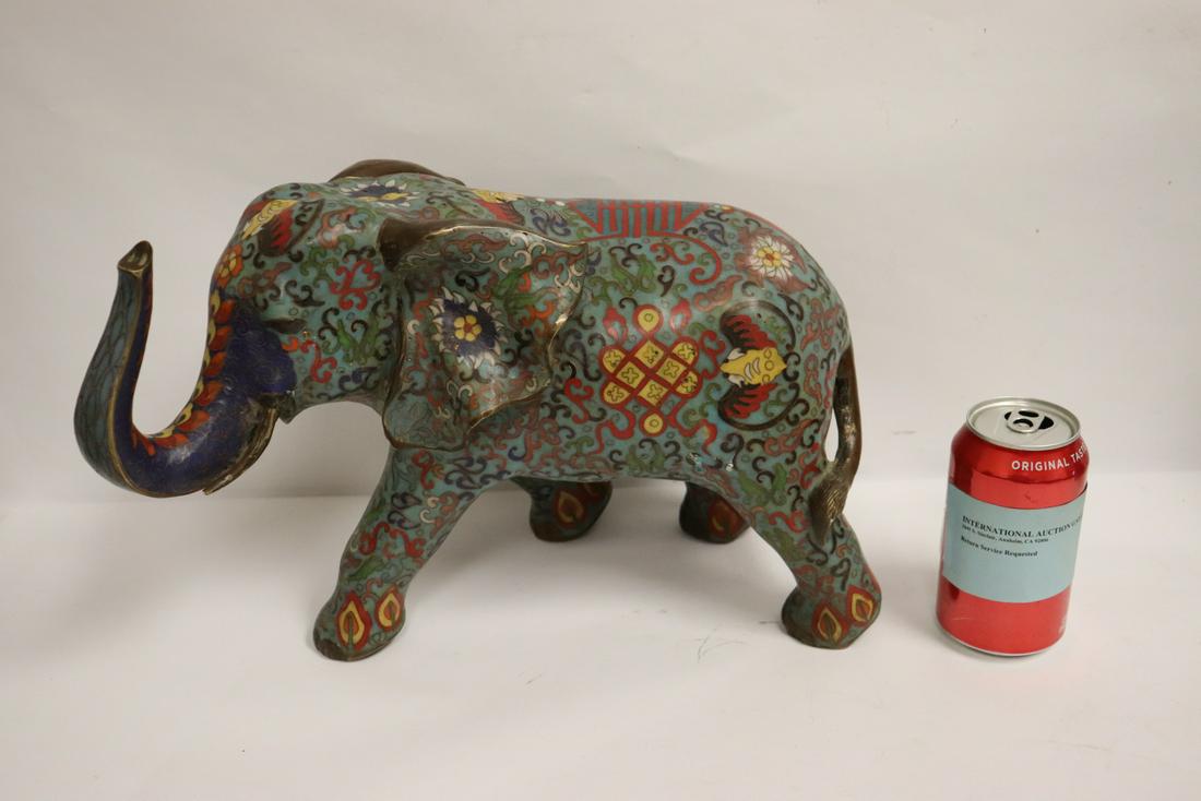 very heavy Chinese bronze base cloisonne elephant (1 of 9)