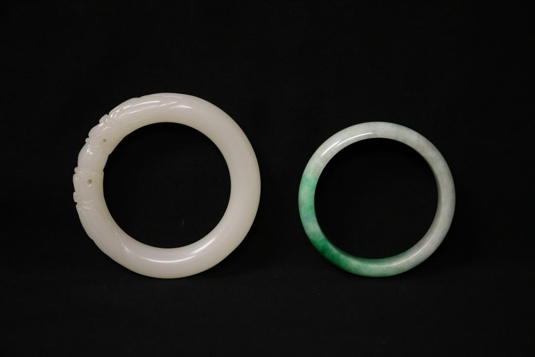 A jadeite like bangle, and a white Peking glass bangle (1 of 11)