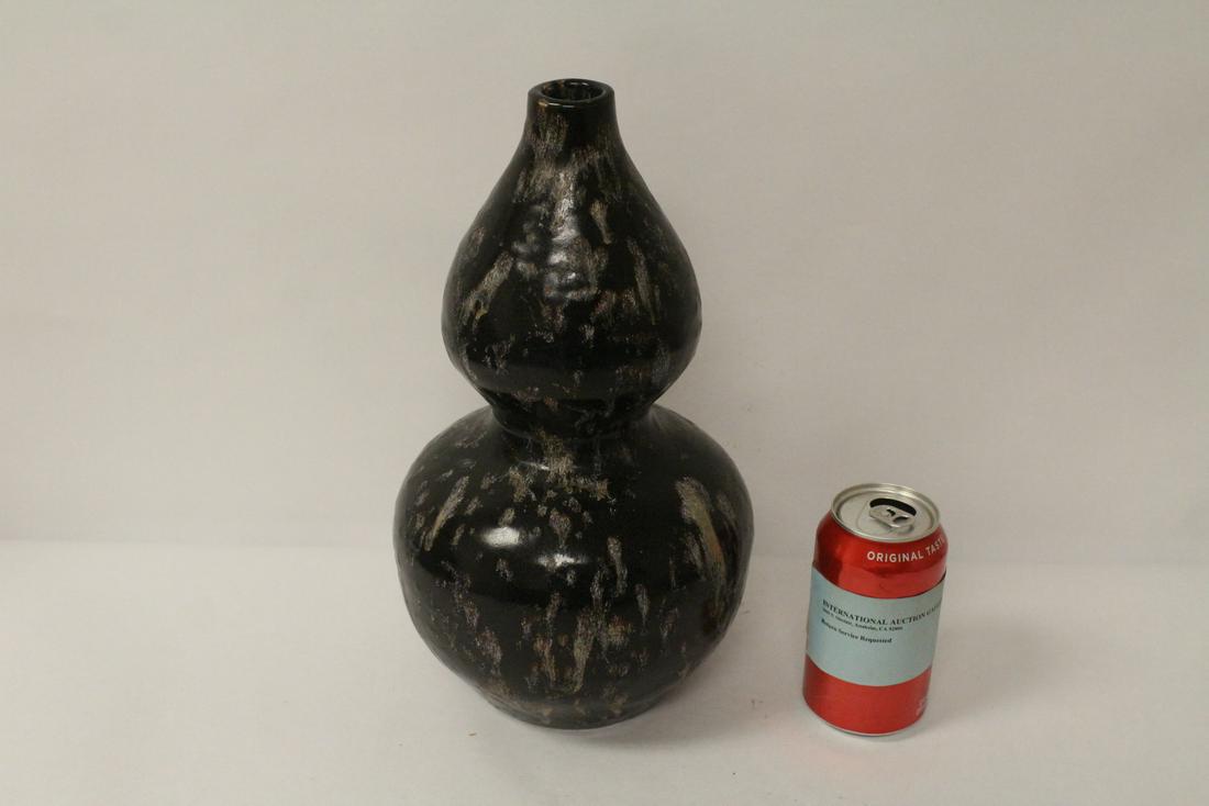 Chinese brown glazed gourd shape vase (1 of 9)
