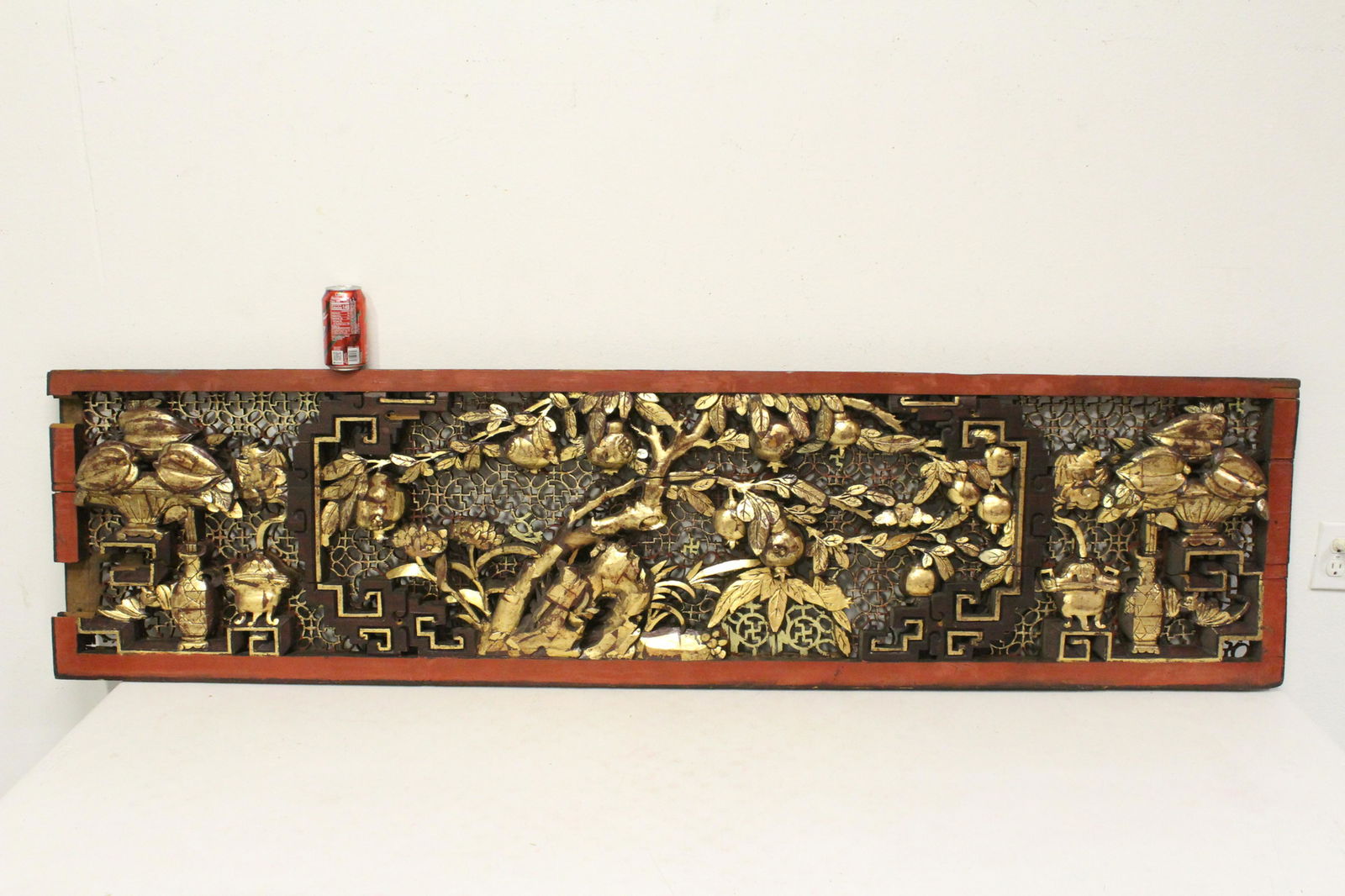 Large antique Chinese painted & gilt panel (1 of 10)