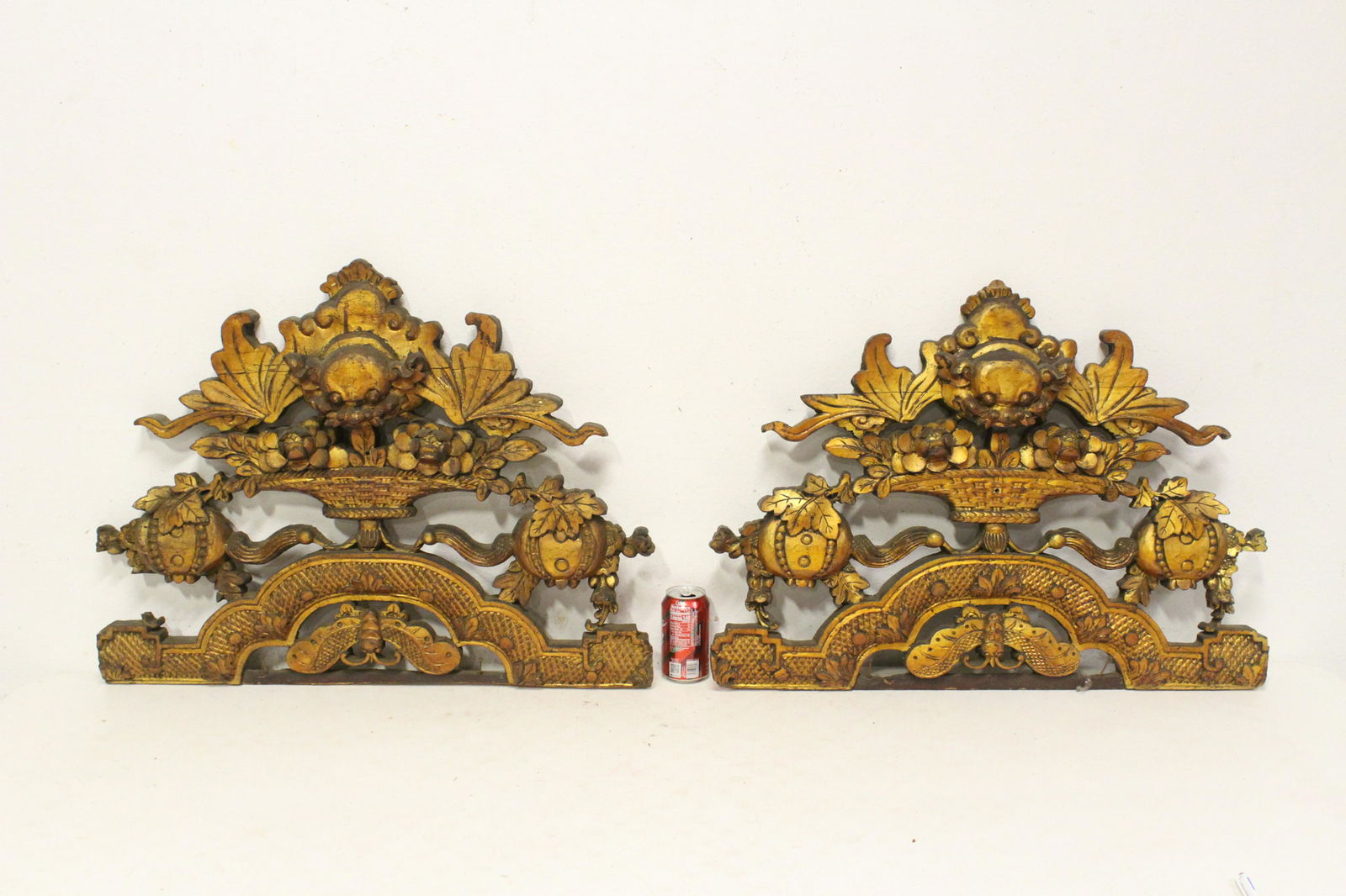 Pair Chinese 19th century gilt wood ornament (1 of 9)