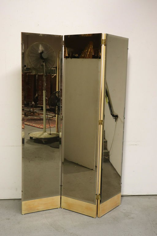 3 Panel Tinted Beveled Glass Mirror Room Divider