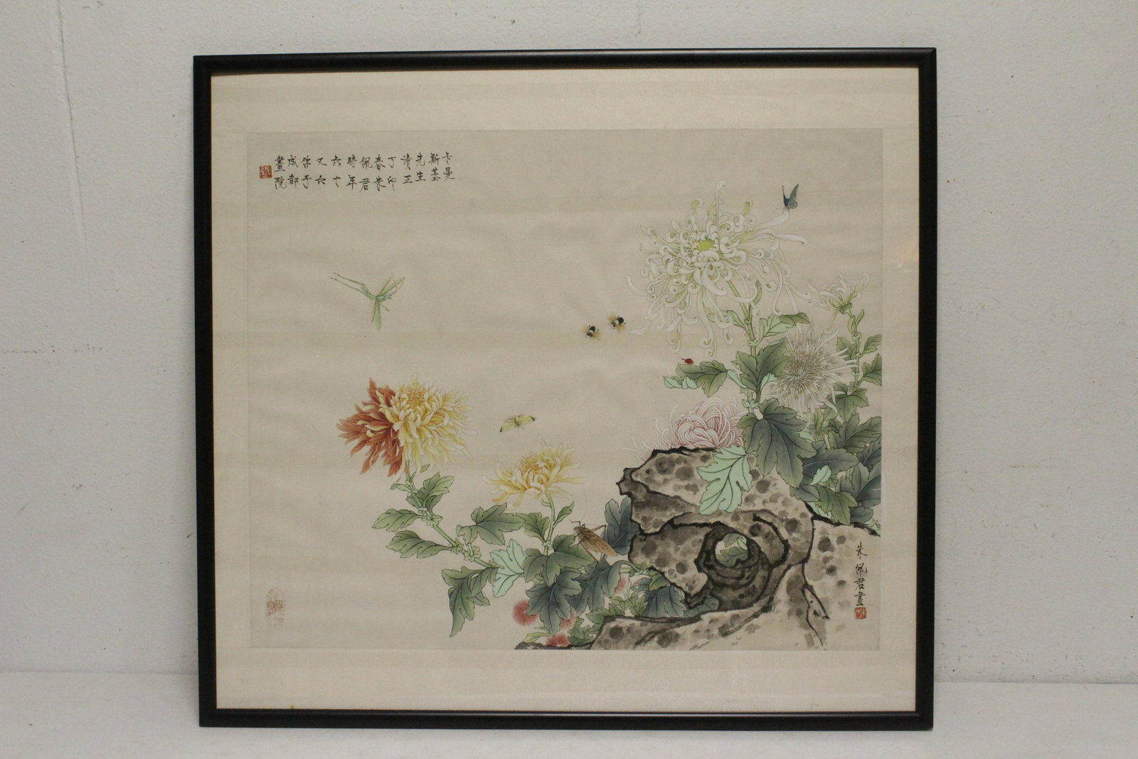 Chinese framed watercolor by Zhu Peijun (1 of 10)