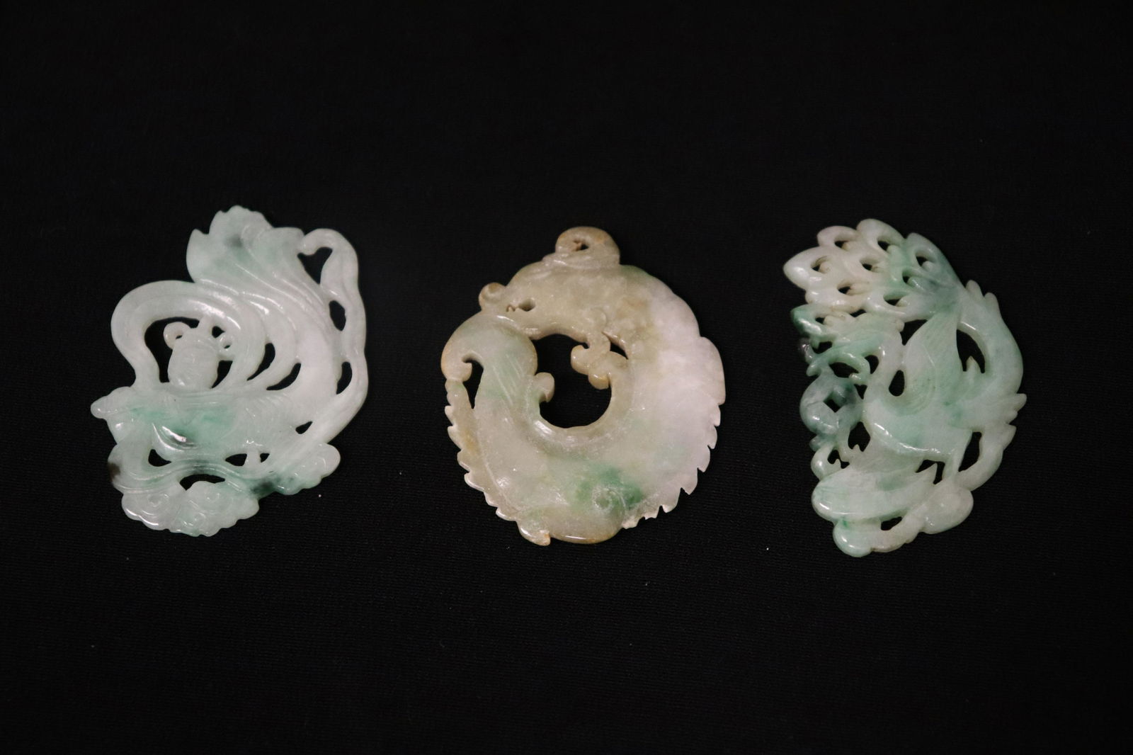 3 jadeite carved ornaments in reticulated style (1 of 10)