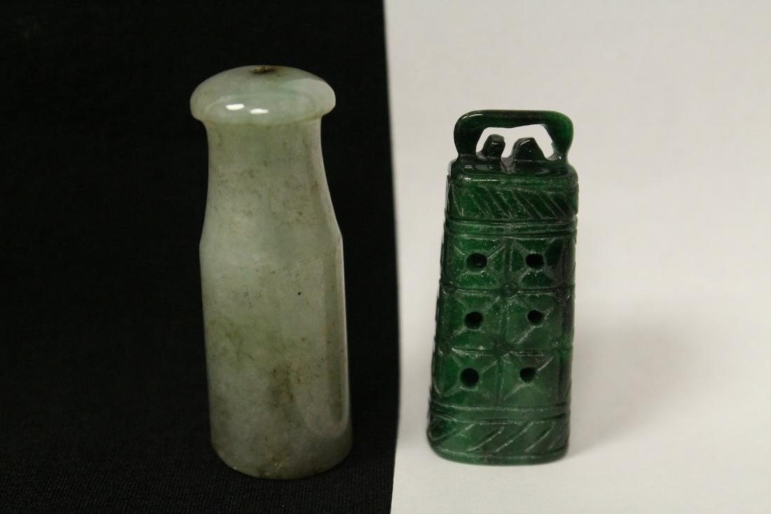 Jadeite cigarette holder, and jadeite ornament (1 of 9)
