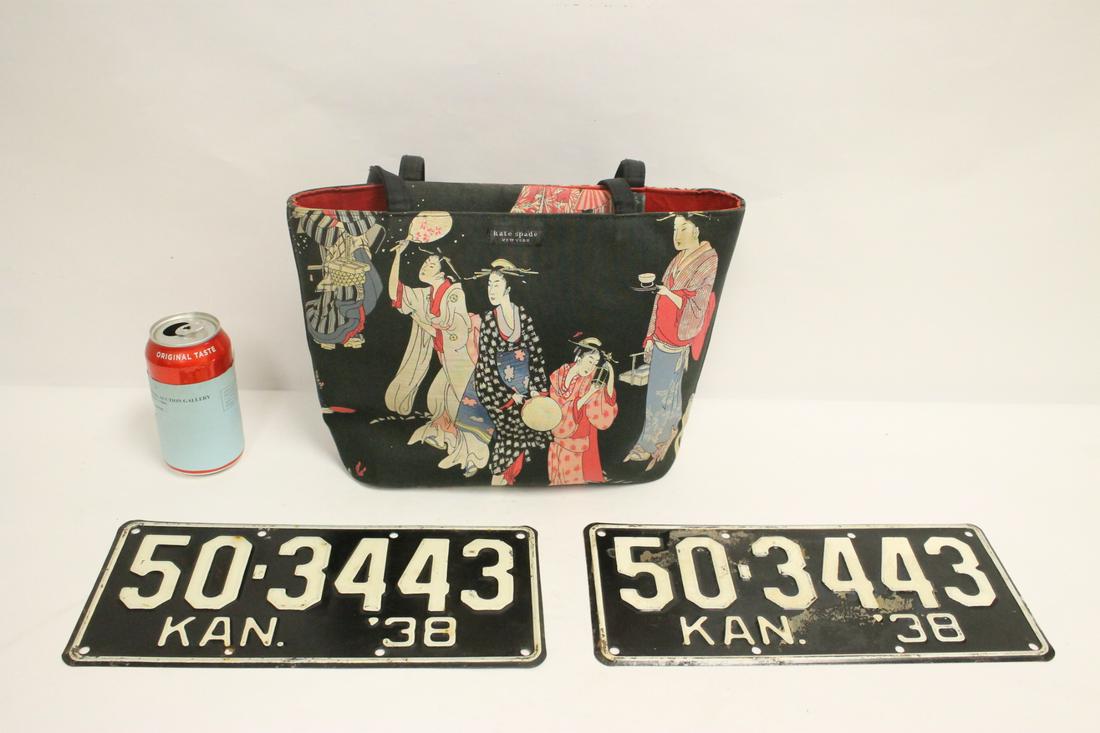 A Kate Spade bag, & 2 vintage Kansas license plates (1 of 10)