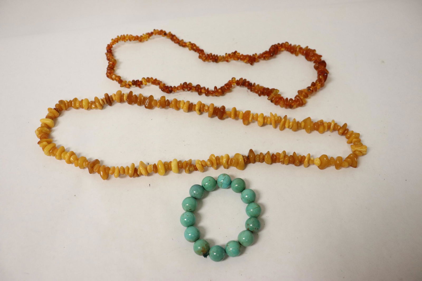 2 amber necklaces, and a turquoise bead bracelet (1 of 10)