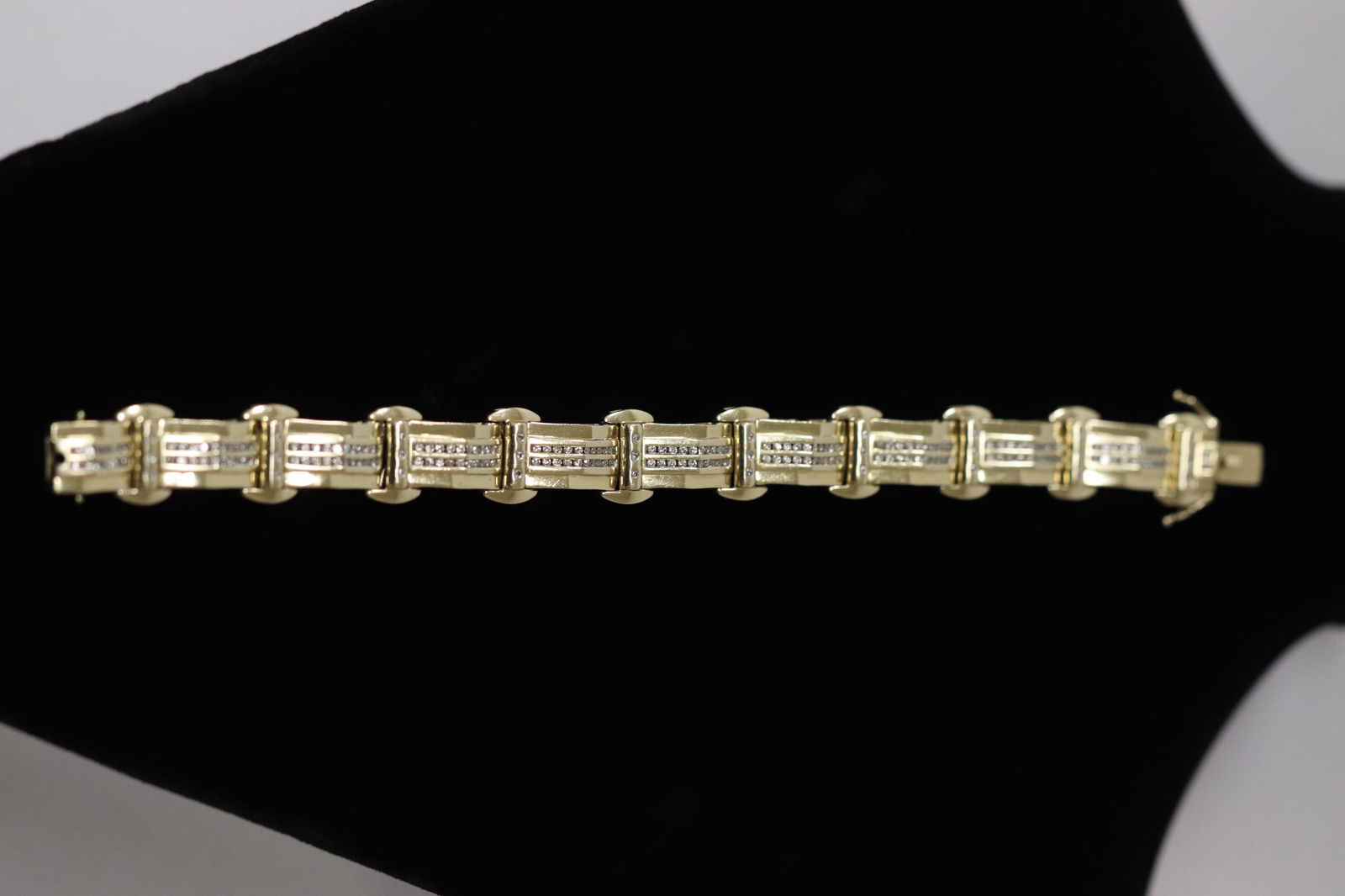 large 14K fancy link diamond bracelet (1 of 11)