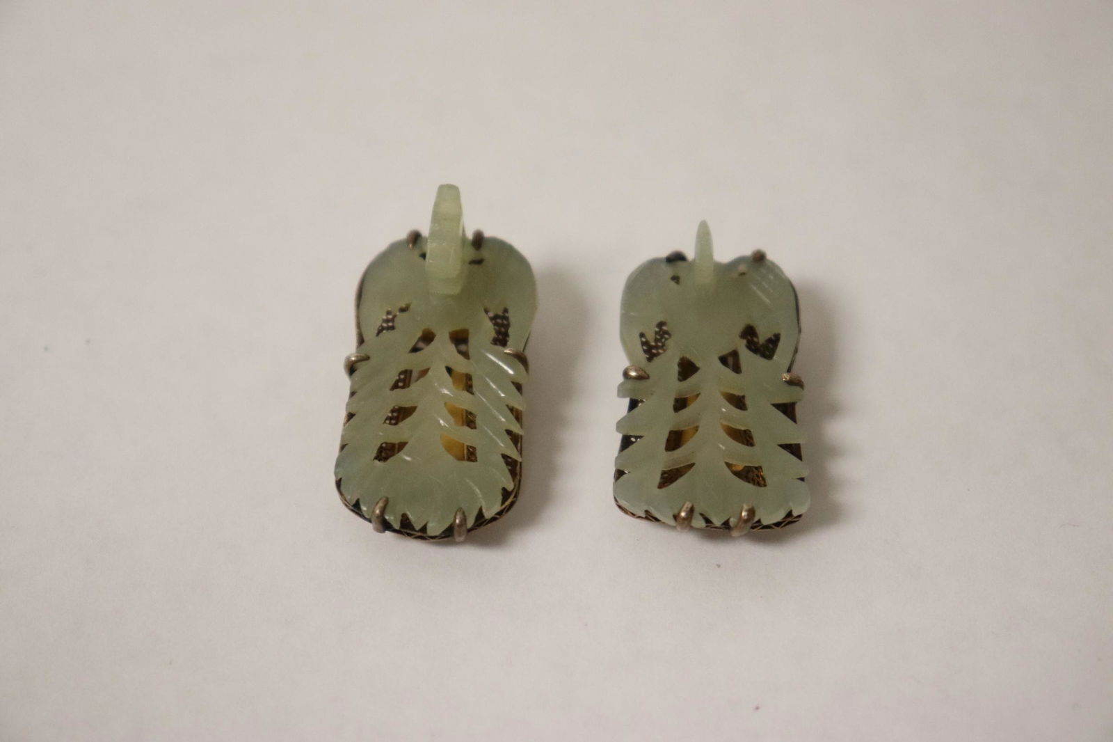 Pair Chinese antique white jade earrings (1 of 10)